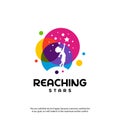 Reaching Stars Logo Design Template. Dream star logo. Emblem, Colorful, Creative Symbol, Icon Royalty Free Stock Photo