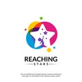 Reaching Stars Logo Design Template. Dream star logo. Emblem, Colorful, Creative Symbol, Icon