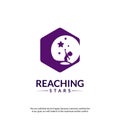 Reaching Stars Logo Design Template. Dream star logo. Emblem, Colorful, Creative Symbol, Icon Royalty Free Stock Photo