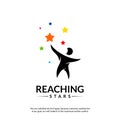 Reaching Stars Logo Design Template. Dream star logo. Emblem, Colorful, Creative Symbol, Icon Royalty Free Stock Photo