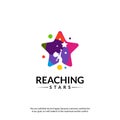 Reaching Stars Logo Design Template. Dream star logo. Emblem, Colorful, Creative Symbol, Icon