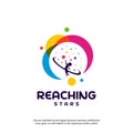 Reaching Stars Logo Design Template. Dream star logo. Emblem, Colorful, Creative Symbol, Icon Royalty Free Stock Photo