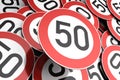 Reaching the 50th birthday illustrated with traffic signs