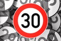 Reaching the 30th birthday illustrated with traffic signs