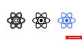 React icon of 3 types color, black and white, outline. Isolated vector sign symbol.