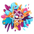 React molecular biology science atom icon in colorful splat paint liquid splashing ink splash design creative