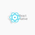 React Native. Blue vector 3D sign isolated on white background
