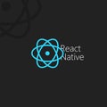 React Native, dark poster with blue vector icon on black background