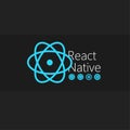 React Native large icons set. Blue vector icons on a black background for your arts