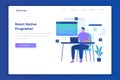 React native programmer illustration landing page concept