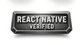 React native verified badge emblem metallic 3d text modern design Royalty Free Stock Photo