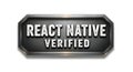 React native verified badge emblem symbol technology software development Royalty Free Stock Photo