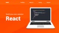 React programming code technology banner. React language software coding development website design Royalty Free Stock Photo