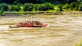 Reaction Ferry crossing the fast flowing Fraser River in British Columbia