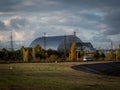 Reactor 4 at the Chernobyl nuclear power plant with a new sarcophagus. Royalty Free Stock Photo
