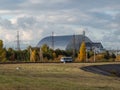 Reactor 4 at the Chernobyl nuclear power plant with a new sarcophagus. Royalty Free Stock Photo