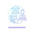 Read bank reviews blue gradient concept icon