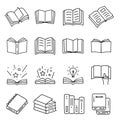 read book doodle icon set