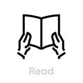 Read book icon. Editable line vector. Royalty Free Stock Photo