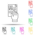 read CV multi color style icon. Simple thin line, outline vector of interview icons for ui and ux, website or mobile application Royalty Free Stock Photo