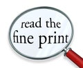 Read the Fine Print Magnifying Glass Words Royalty Free Stock Photo
