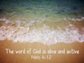 The words of God with background ocean view design for Christianity. Royalty Free Stock Photo