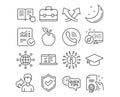 Read instruction, Certificate and Graduation cap icons. Web lectures, Portfolio and Intersection arrows signs. Vector