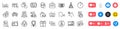 Read instruction, Select user and Timer line icons pack. For web app. Social media icons. Vector