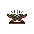 Read koran book line color icon. Isolated vector element.