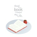 Read more book Changed My Life,isometric book reading vector Royalty Free Stock Photo