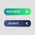 Read more and go back button isolated. Web design. Vector Royalty Free Stock Photo