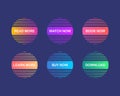 Read more, Learn more, Book now, Watch now, Buy now, Download. Set of multicolored round buttons with gradient Royalty Free Stock Photo