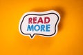 Read More. Speech bubble with text on a yellow background Royalty Free Stock Photo