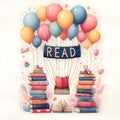 Read Poster with colorful balloons: Library Graphics