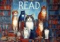 Read poster with kittens waiting for story time