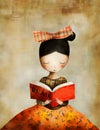 Read poster with a young girl reading. Royalty Free Stock Photo