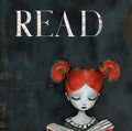 Read poster with a young girl reading. Royalty Free Stock Photo