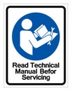 Read Technical Manual Before Servicing Symbol Sign, Vector Illustration, Isolate On White Background Label .EPS10