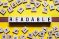 Readable word concept on cubes Royalty Free Stock Photo