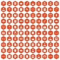 100 reader icons hexagon orange