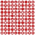 100 reader icons hexagon red