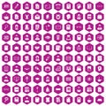 100 reader icons hexagon violet