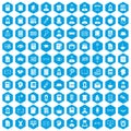 100 reader icons set blue