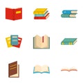 Reader icons set, cartoon style