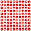 100 reader icons set red