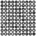 100 reader icons set black circle Royalty Free Stock Photo