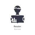reader outline icon. isolated line vector illustration from business collection. editable thin stroke reader icon on white Royalty Free Stock Photo