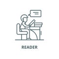 Reader vector line icon, linear concept, outline sign, symbol