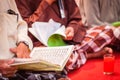Reading Arabic Writings Royalty Free Stock Photo