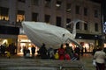 Plastic whale, Big Blue in the city centre of Reading in England, UK in December 2018